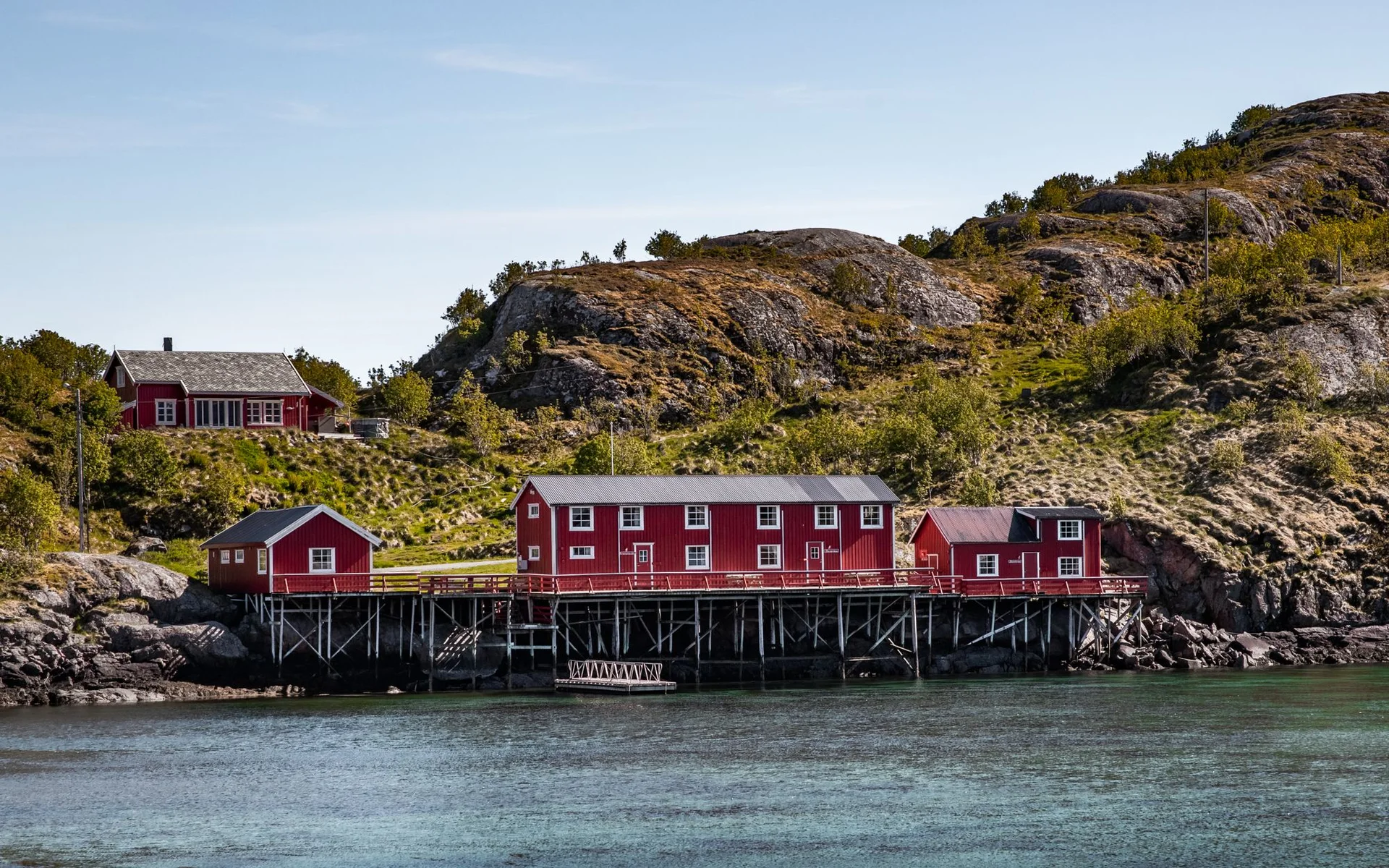 Red Houses by the Water in Nordland, Norway