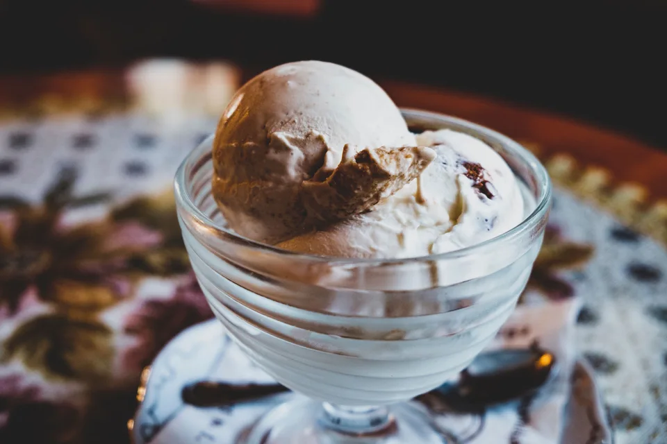 Example photo: Ice cream in a glass bowl